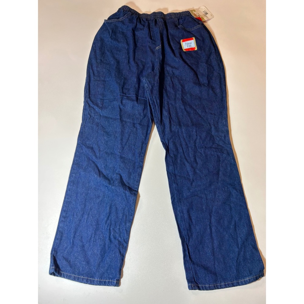Chic Jeans Women's 14 Petite Blue Elastic Waist Denim Pull On Pants